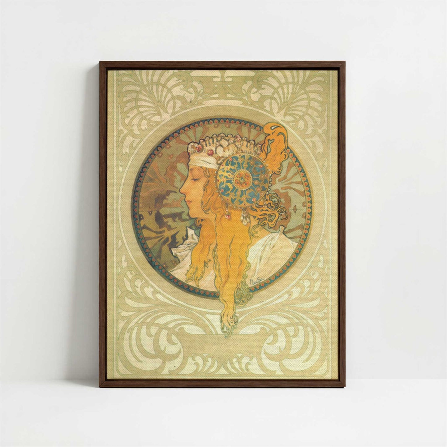 Framed Canvas - Framed canvas in dark wood color frame