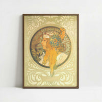 The Blonde (1897) by Alphonse Mucha – Art Print - Art print in dark wood frame