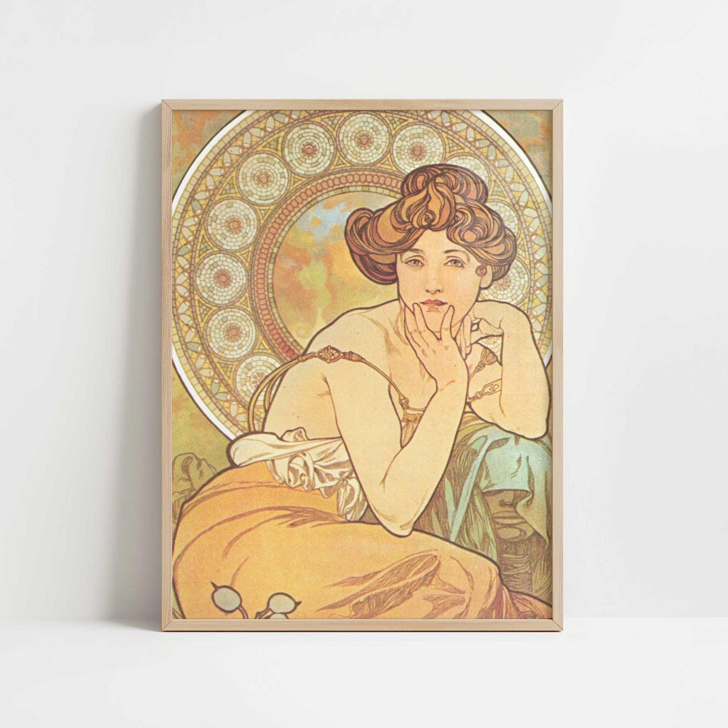 Topaz (1900) by Alphonse Mucha – Art Print - Art print in oak frame