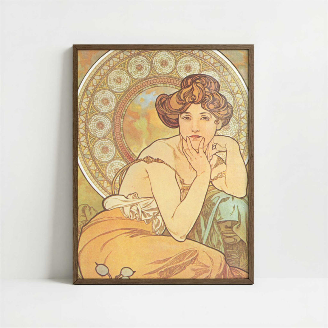 Topaz (1900) by Alphonse Mucha – Art Print - Art print in dark wood frame