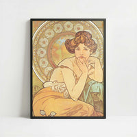 Topaz (1900) by Alphonse Mucha – Art Print - Art print in black frame