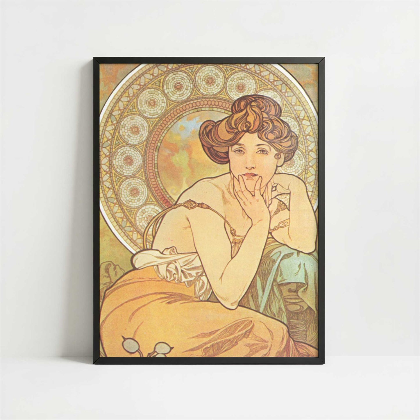 Topaz (1900) by Alphonse Mucha – Art Print - Art print in black frame