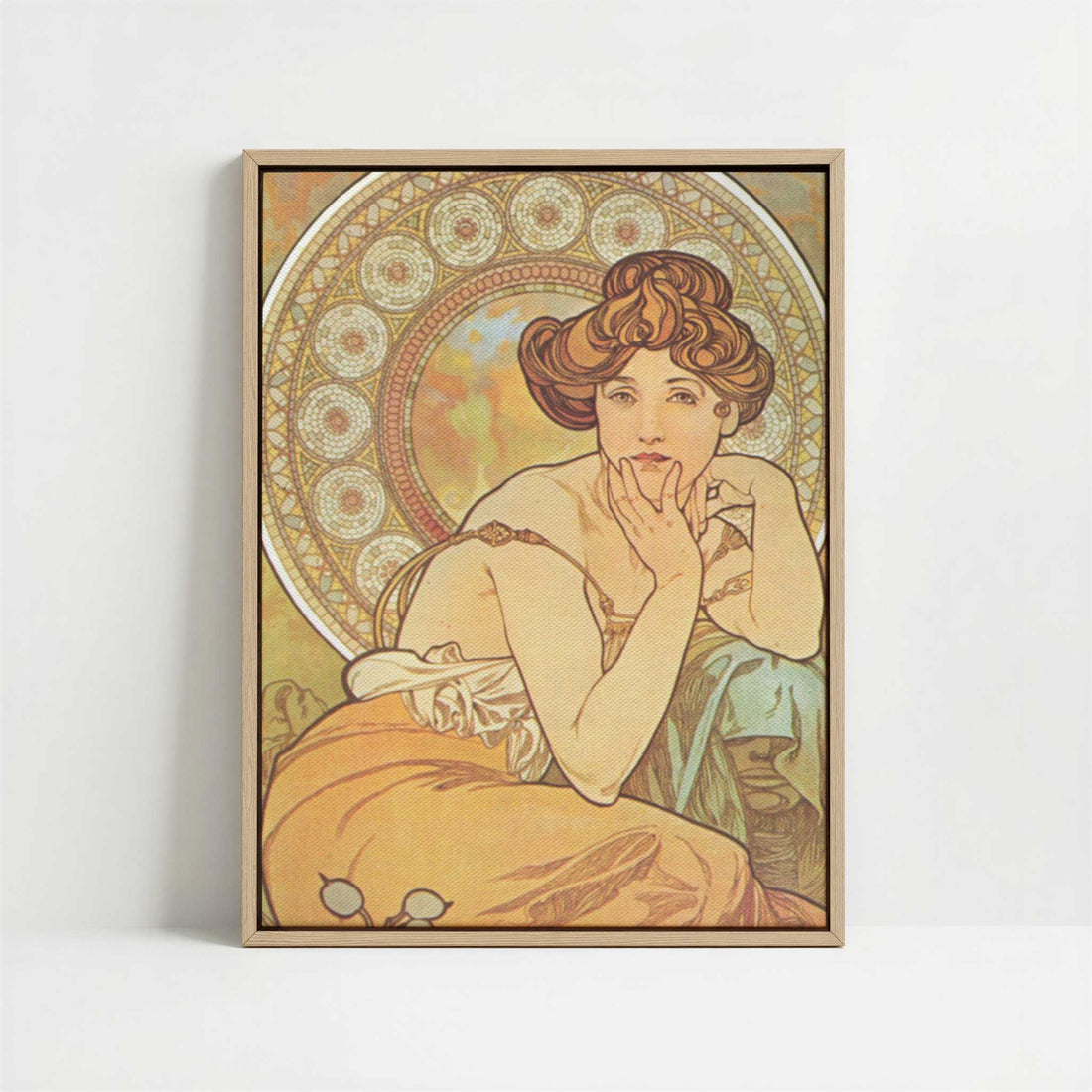 Framed Canvas - Framed canvas in oak color frame