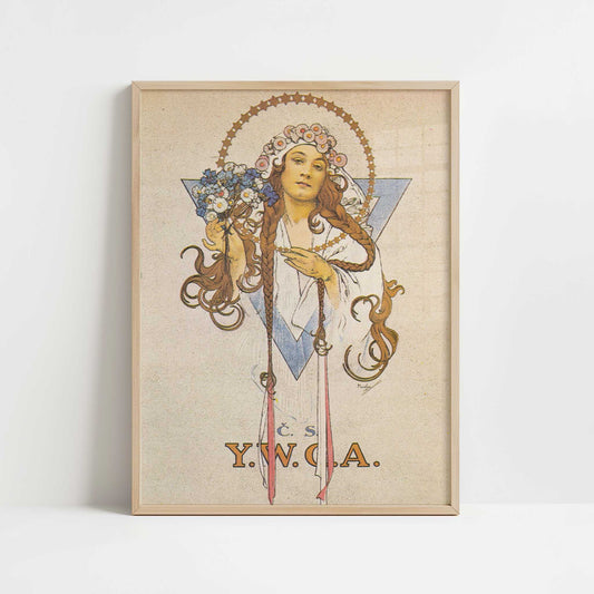 YWCA (c.1922) by Alphonse Mucha – Art Print - Art print in oak frame