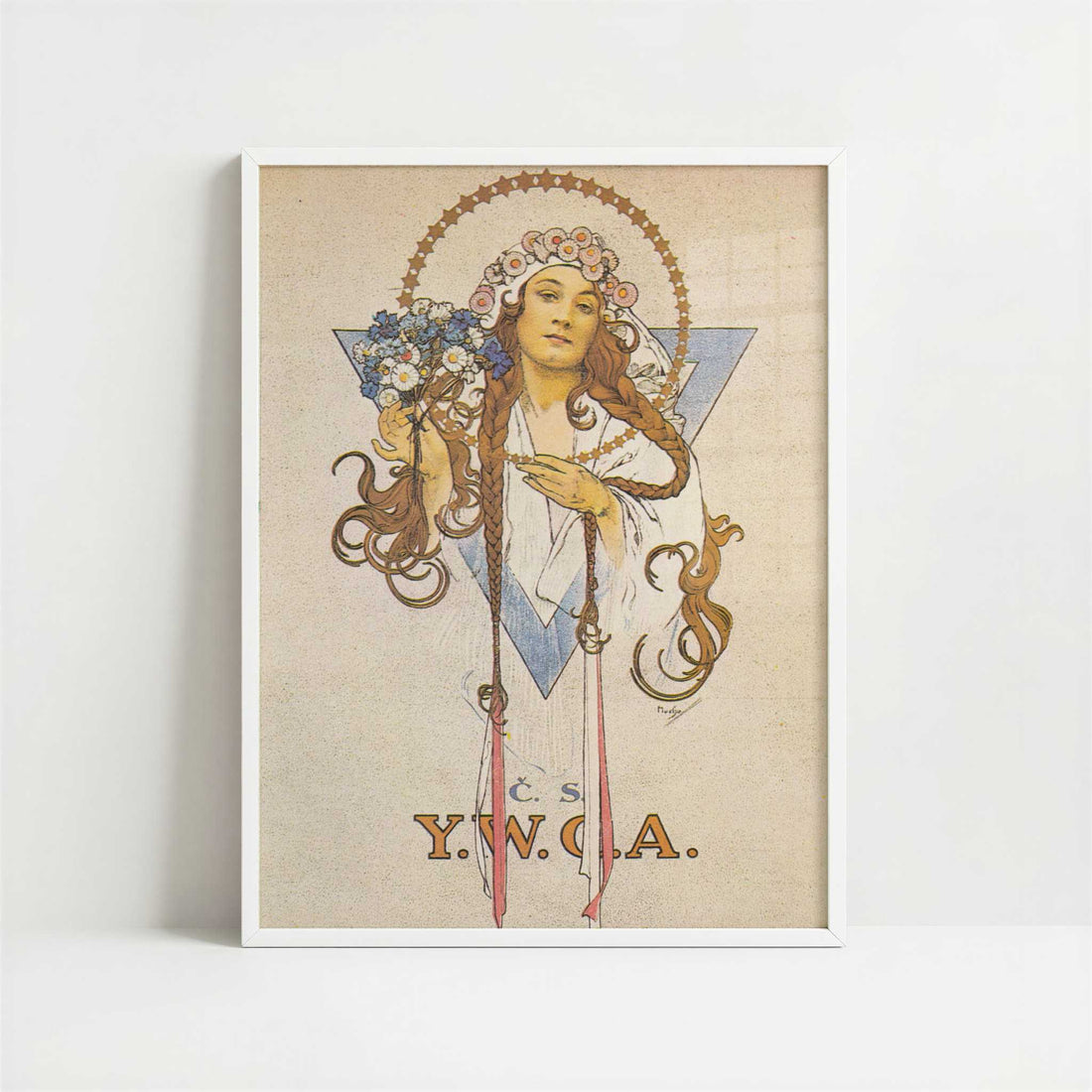 YWCA (c.1922) by Alphonse Mucha – Art Print - Art print in white frame