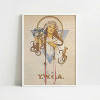 YWCA (c.1922) by Alphonse Mucha – Art Print - Art print in white frame