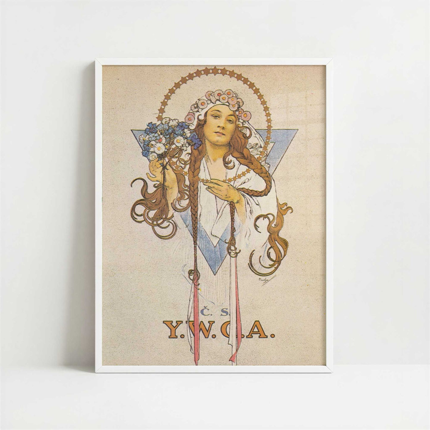 YWCA (c.1922) by Alphonse Mucha – Art Print - Art print in white frame
