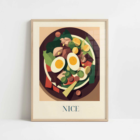 Niçoise salad from Nice, France - Art Print - Art print in oak frame