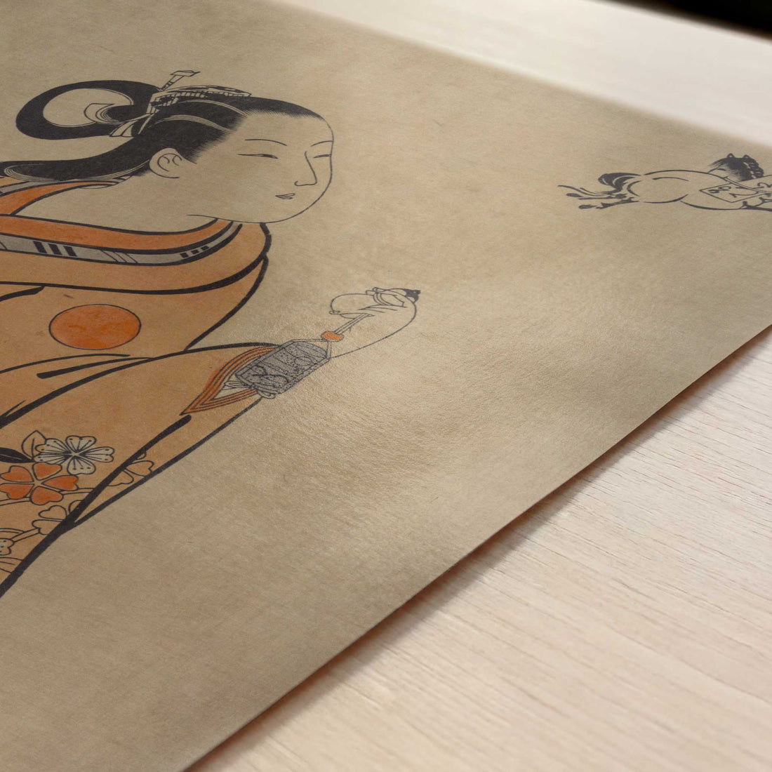 Courtesan likened to the Chinese sage Zhang Guolao (1715) by Okumura Masanobu – Art Print - Close-up detail of the art print