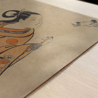 Courtesan likened to the Chinese sage Zhang Guolao (1715) by Okumura Masanobu – Art Print - Close-up detail of the art print