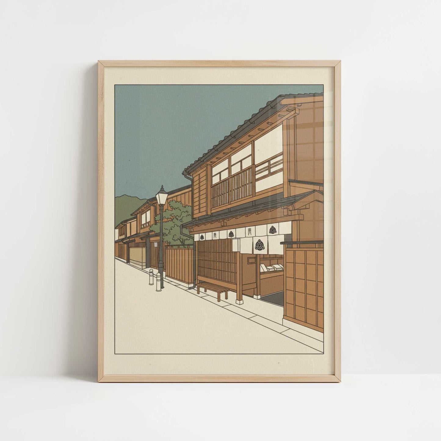 Old Streets of Kanazawa - Art Print - Art print in oak frame