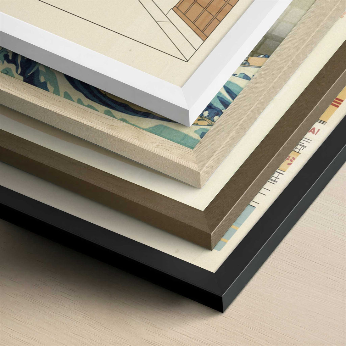 Old Streets of Kanazawa - Art Print - Close-up detail of the different frames