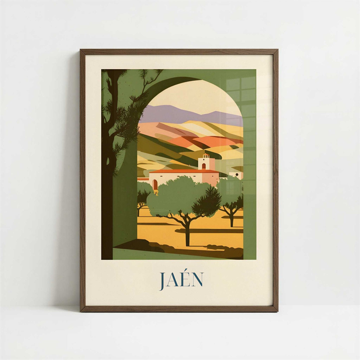 Olives from Jaén, Spain - Art Print - Art print in dark wood frame