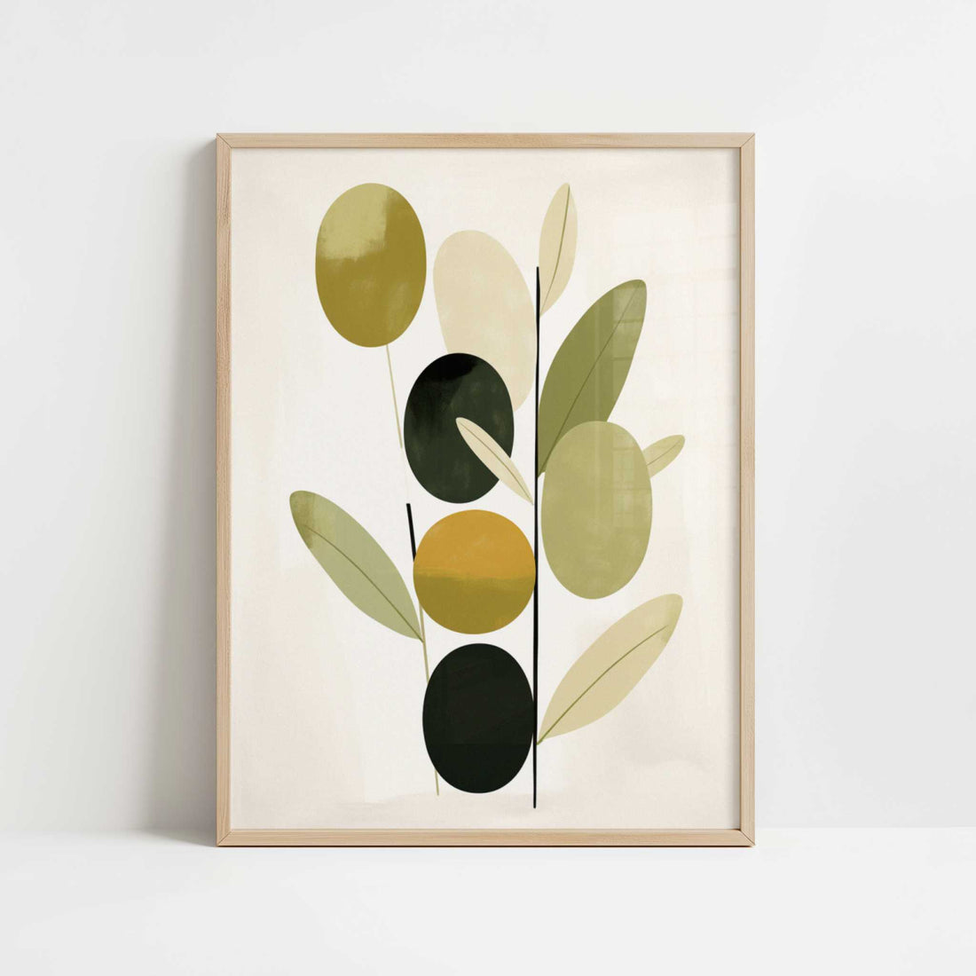 Olives in Bohemian Style - Art Print - Art print in oak frame