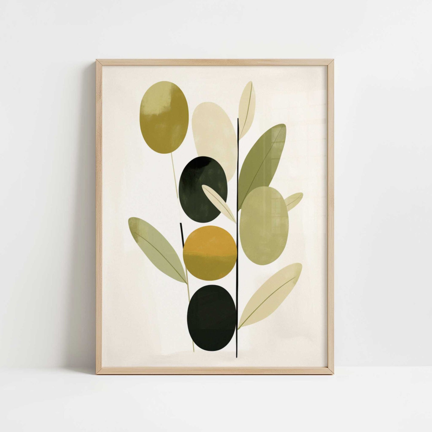 Olives in Bohemian Style - Art Print - Art print in oak frame