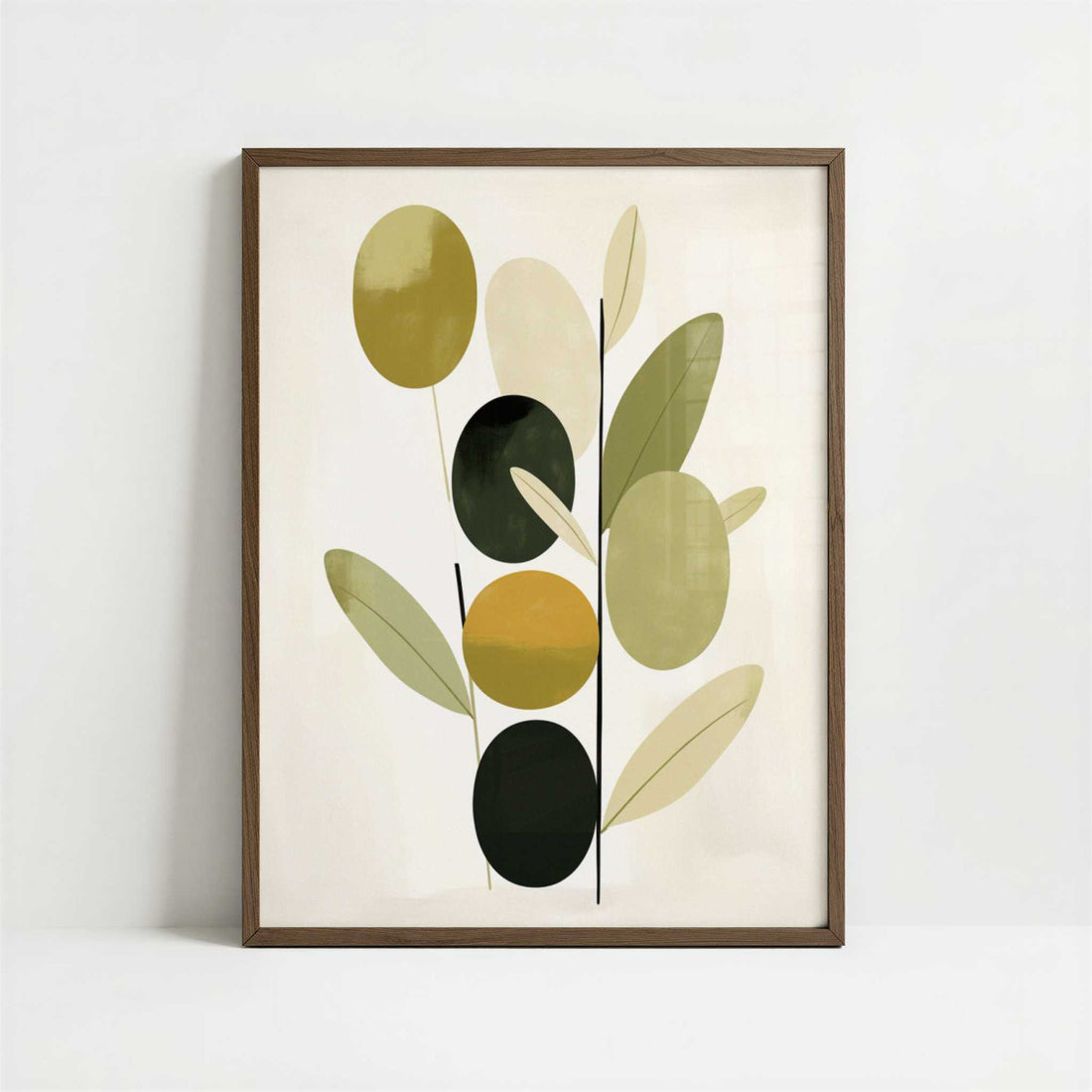 Olives in Bohemian Style - Art Print - Art print in dark wood frame