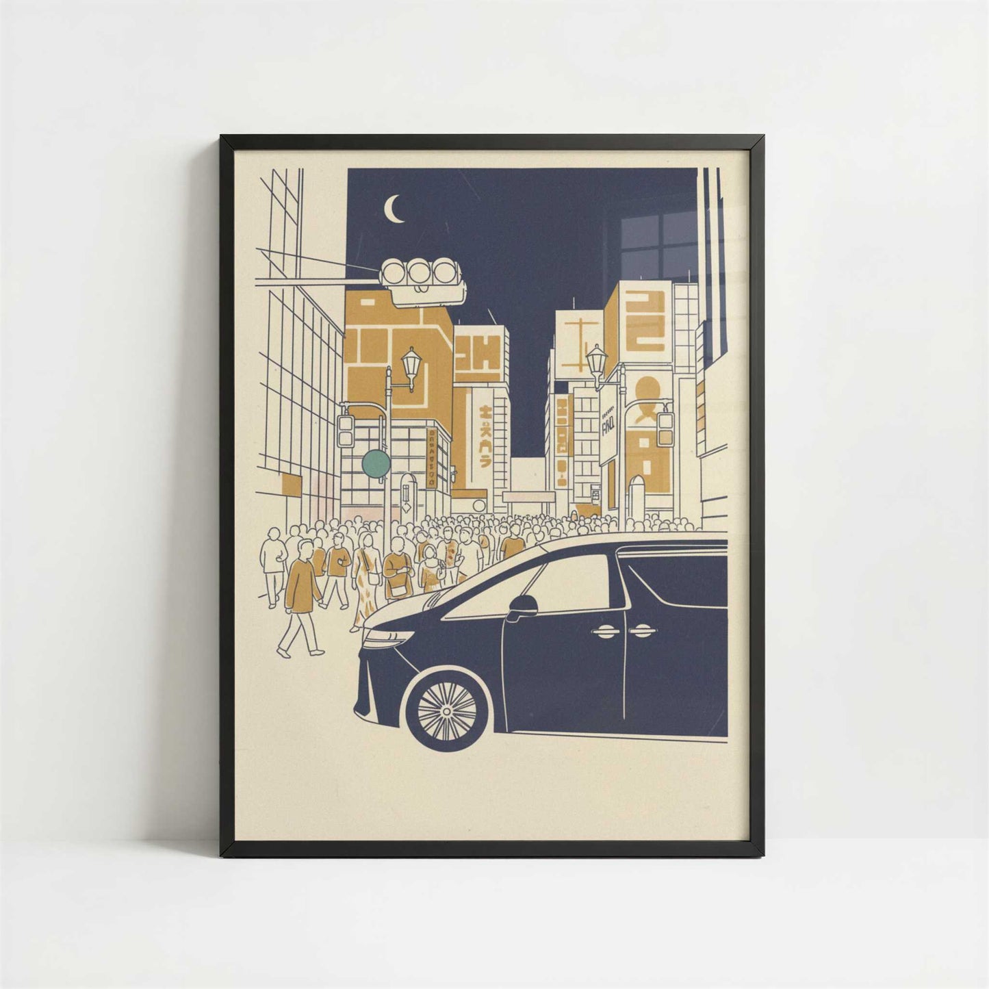 Osaka After Dark - Art Print - Art print in black frame