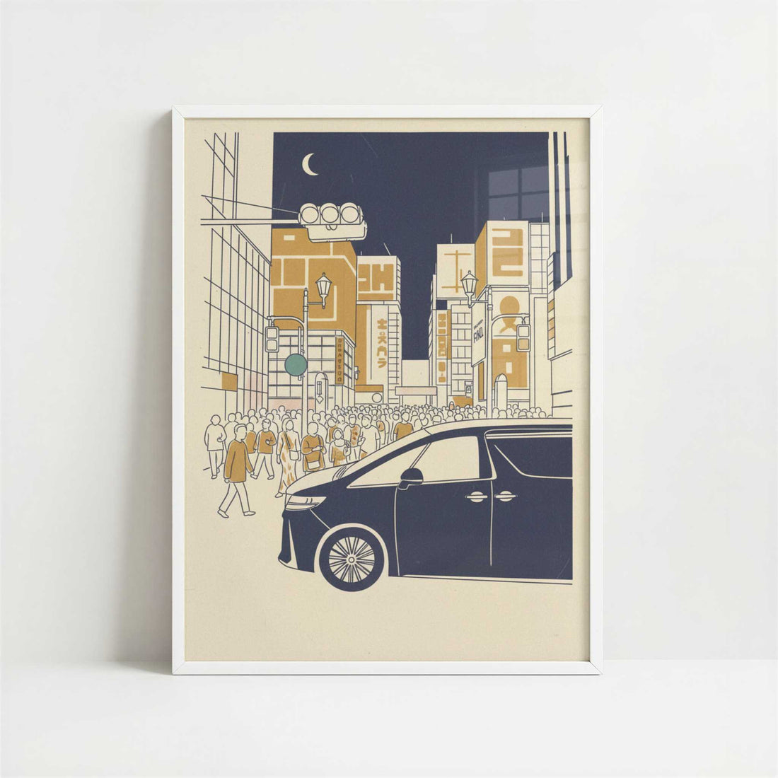 Osaka After Dark - Art Print - Art print in white frame