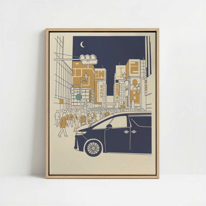 Framed Canvas - Framed canvas in oak color frame