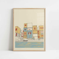 Osaka’s Icon Reflected in Light - Art Print - Art print in oak frame