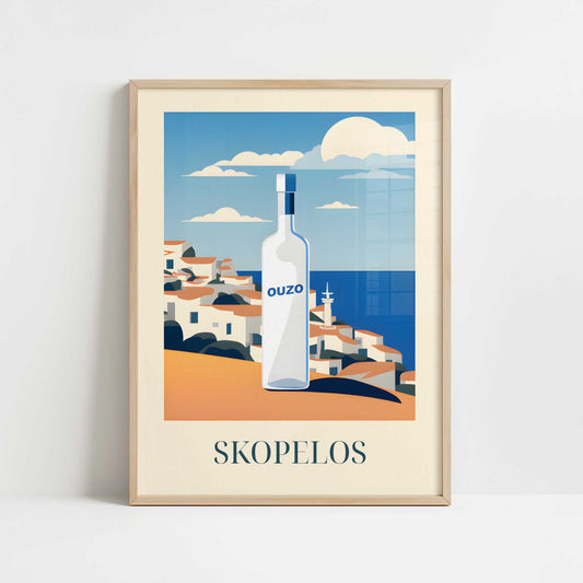 Ouzo from Skopelos, Greece - Art Print - Art print in oak frame