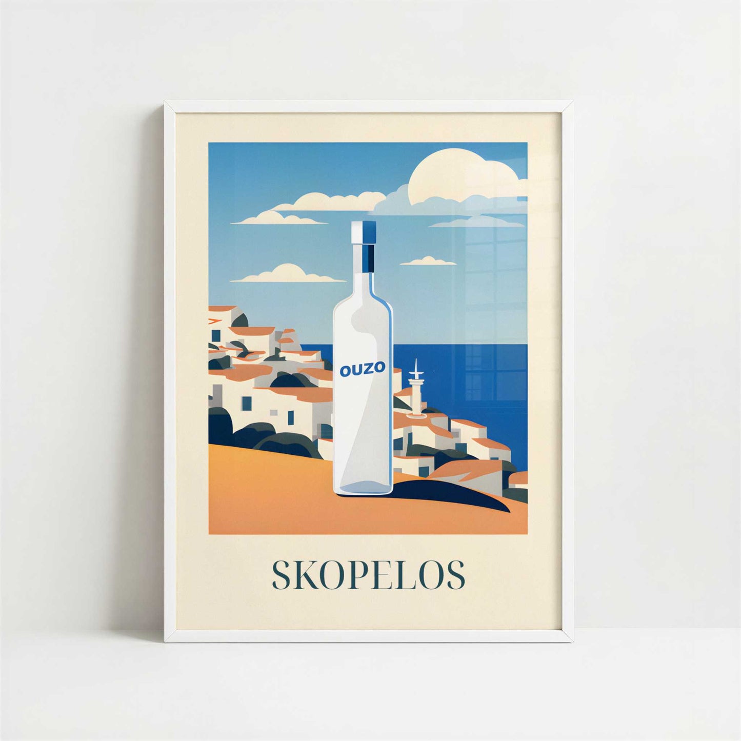 Ouzo from Skopelos, Greece - Art Print - Art print in white frame