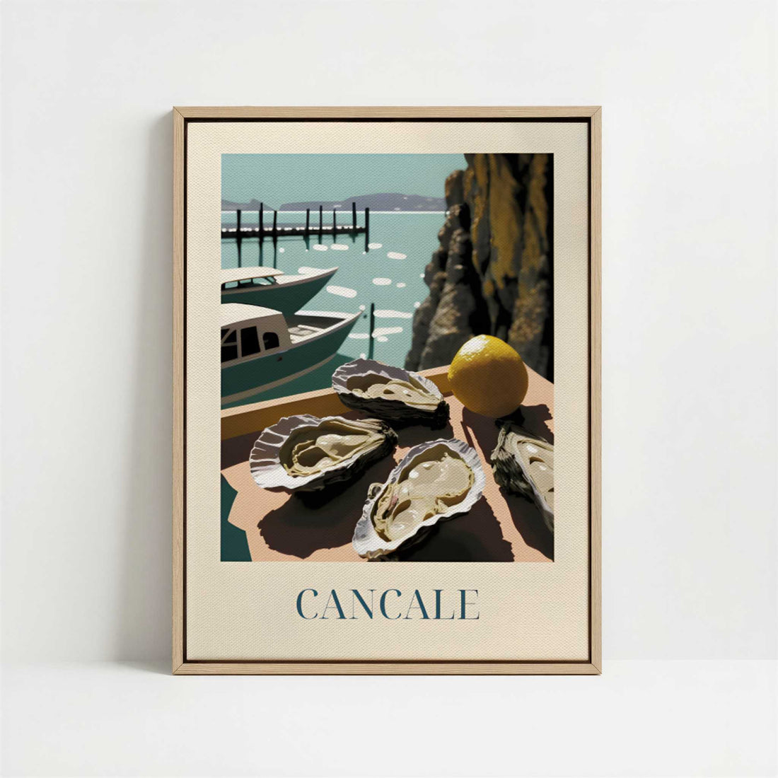 Framed Canvas - Framed canvas in oak color frame