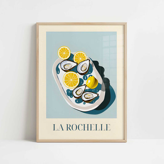 Oysters from La Rochelle, France - Art Print - Art print in oak frame