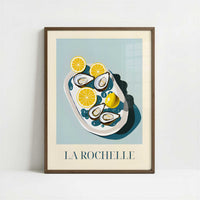 Oysters from La Rochelle, France - Art Print - Art print in dark wood frame
