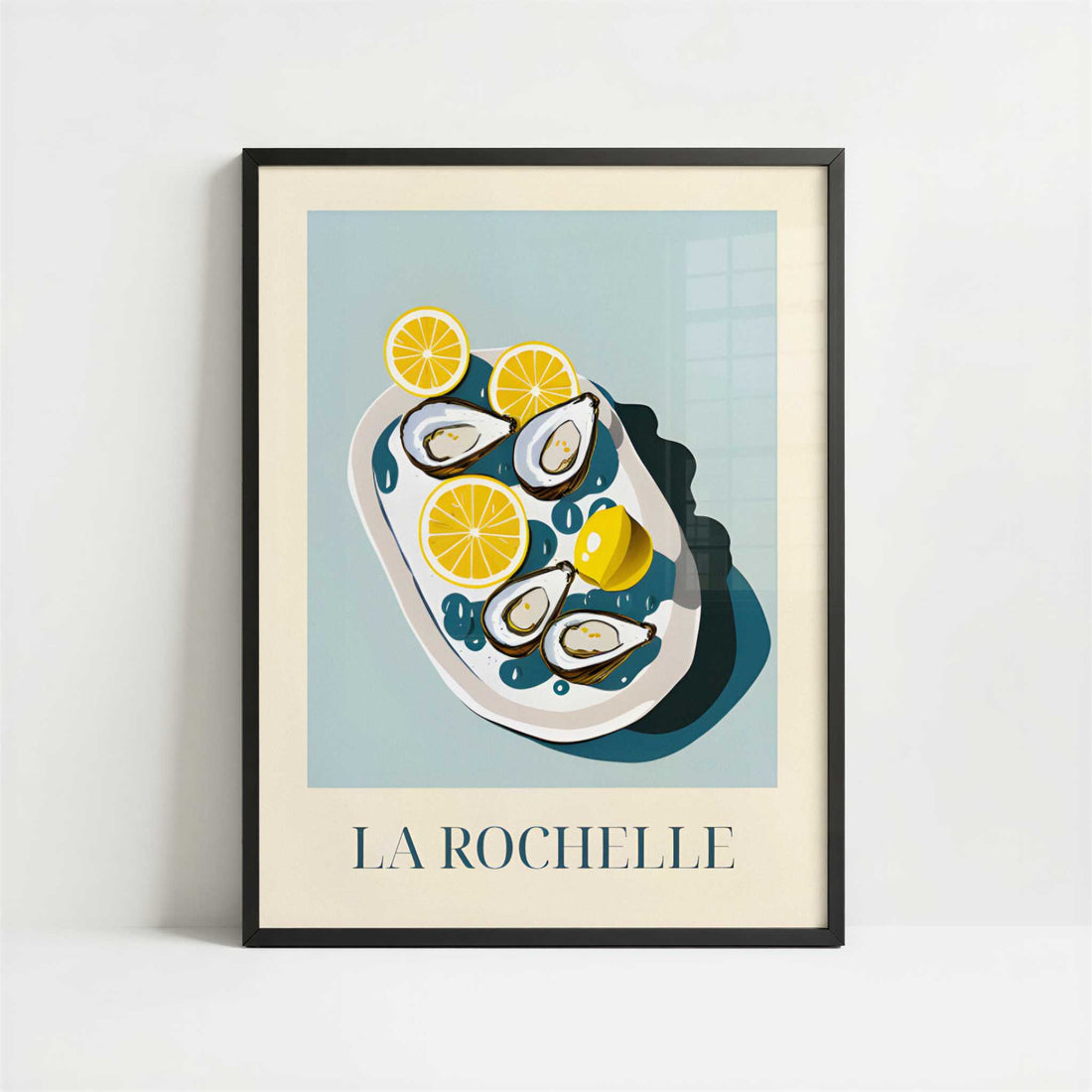 Oysters from La Rochelle, France - Art Print - Art print in black frame