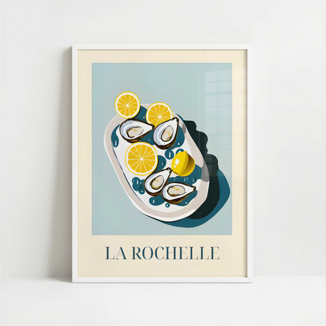 Oysters from La Rochelle, France - Art Print - Art print in white frame