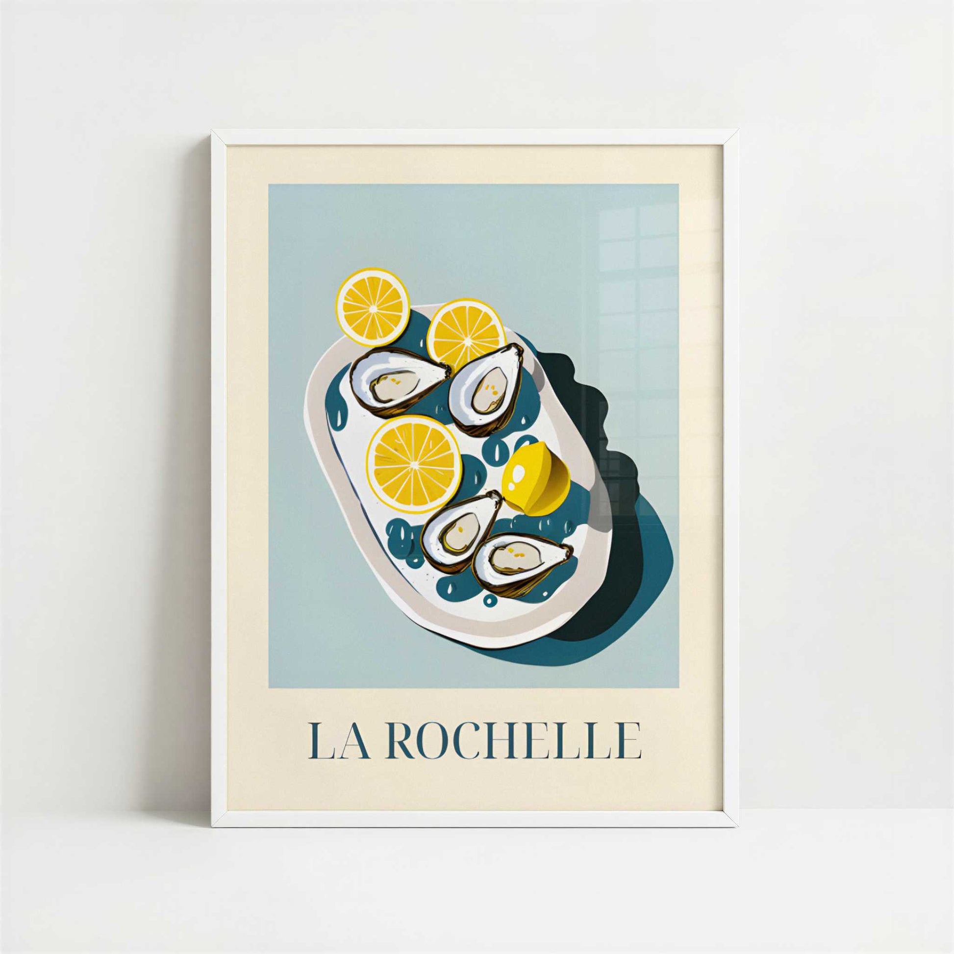 Oysters from La Rochelle, France - Art Print - Art print in white frame