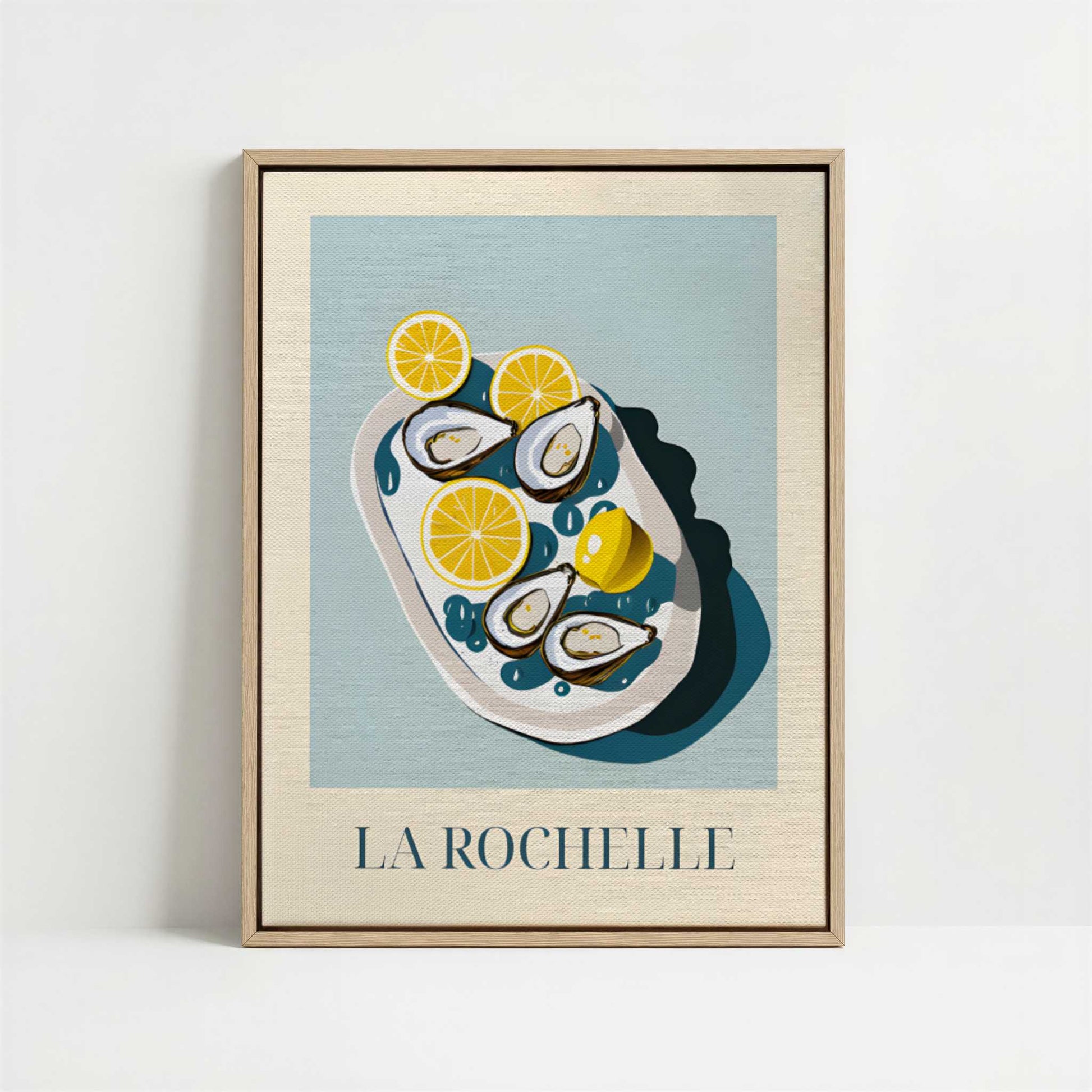 Framed Canvas - Framed canvas in oak color frame