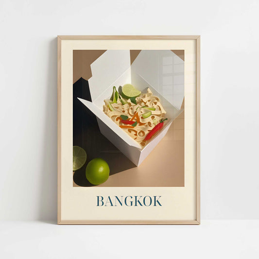 Pad Thai from Bangkok, Thailand - Art Print - Art print in oak frame