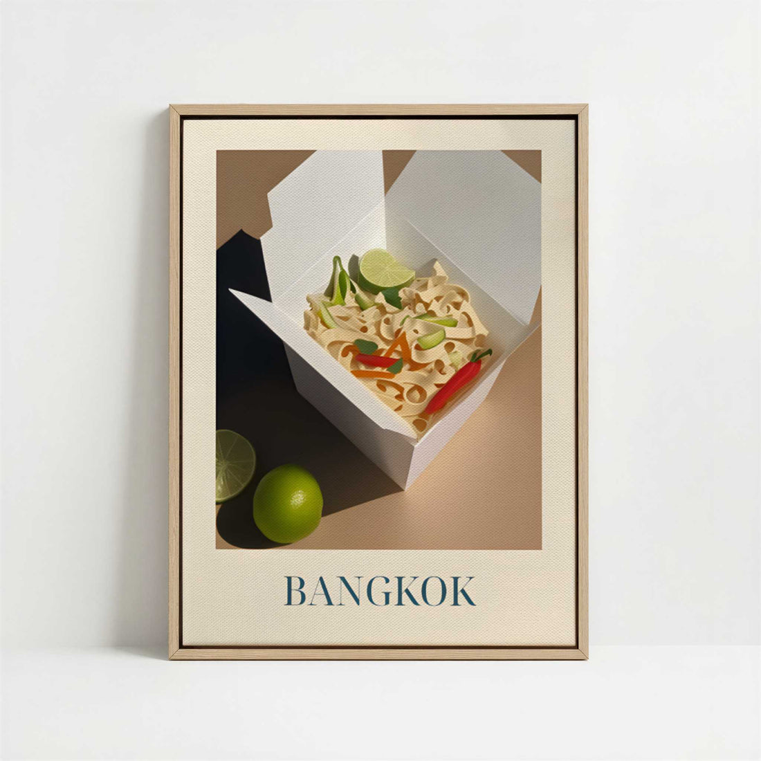 Framed Canvas - Framed canvas in oak color frame