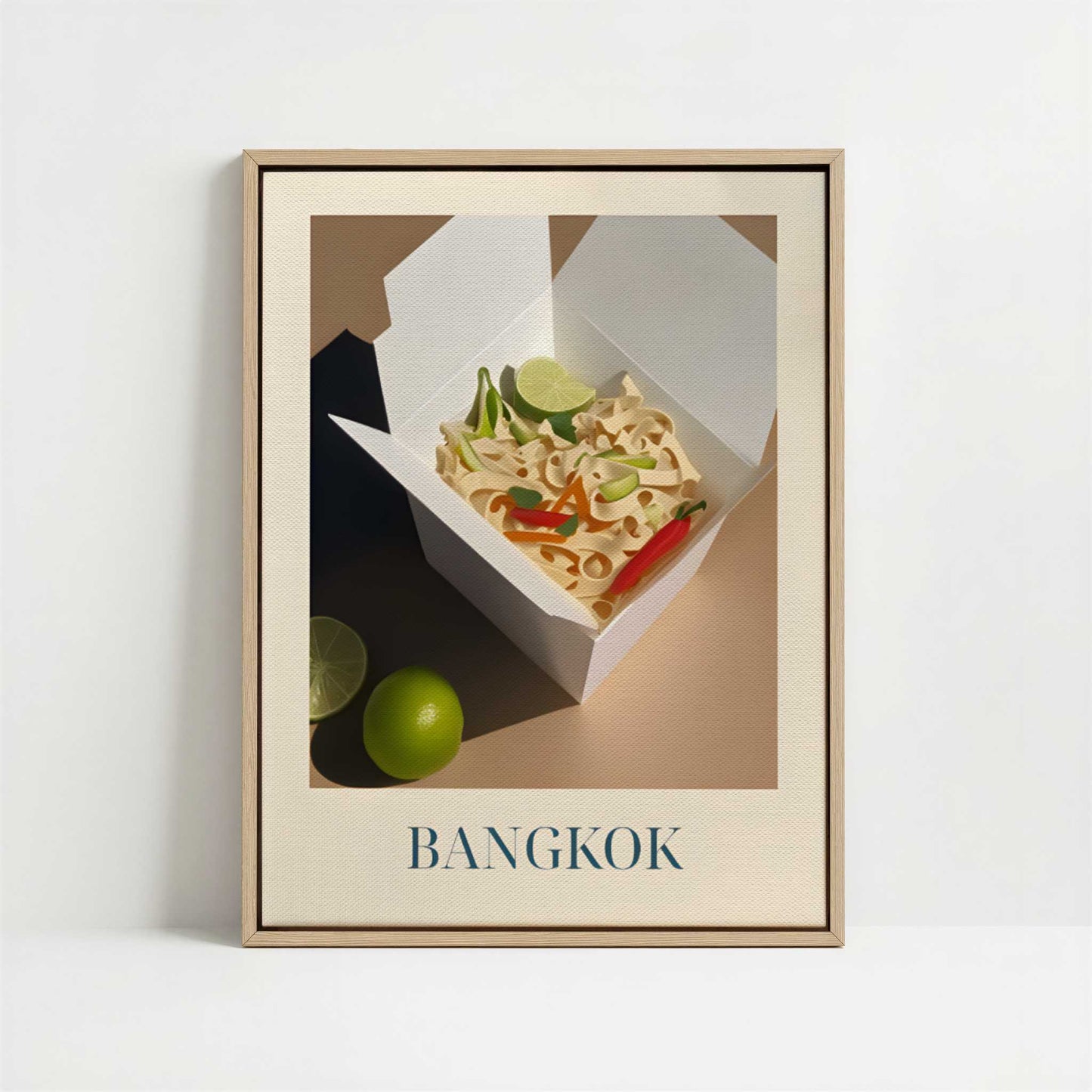 Framed Canvas - Framed canvas in oak color frame