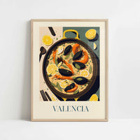 Paella from Valencia, Spain - Art Print - Art print in oak frame