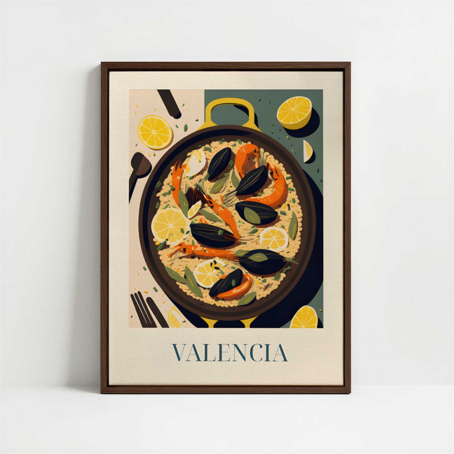 Framed Canvas - Framed canvas in dark wood color frame