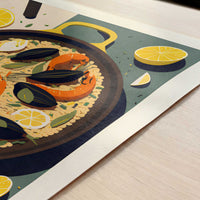Paella from Valencia, Spain - Art Print - Close-up detail of the art print