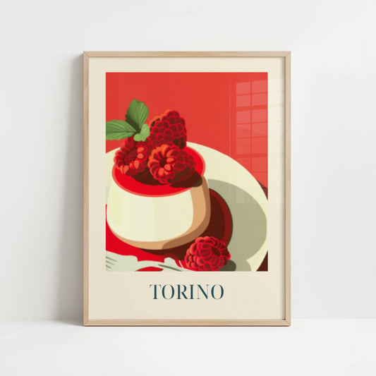 Panna Cotta from Torino, Italy - Art Print - Art print in oak frame
