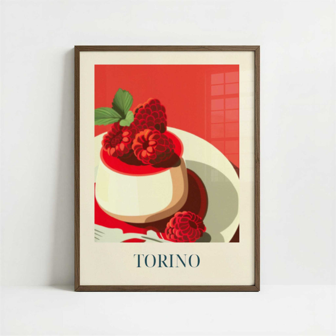 Panna Cotta from Torino, Italy - Art Print - Art print in dark wood frame