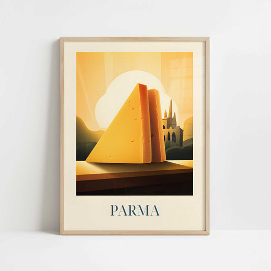 Parmesan Cheese from Parma, Italy - Art Print - Art print in oak frame