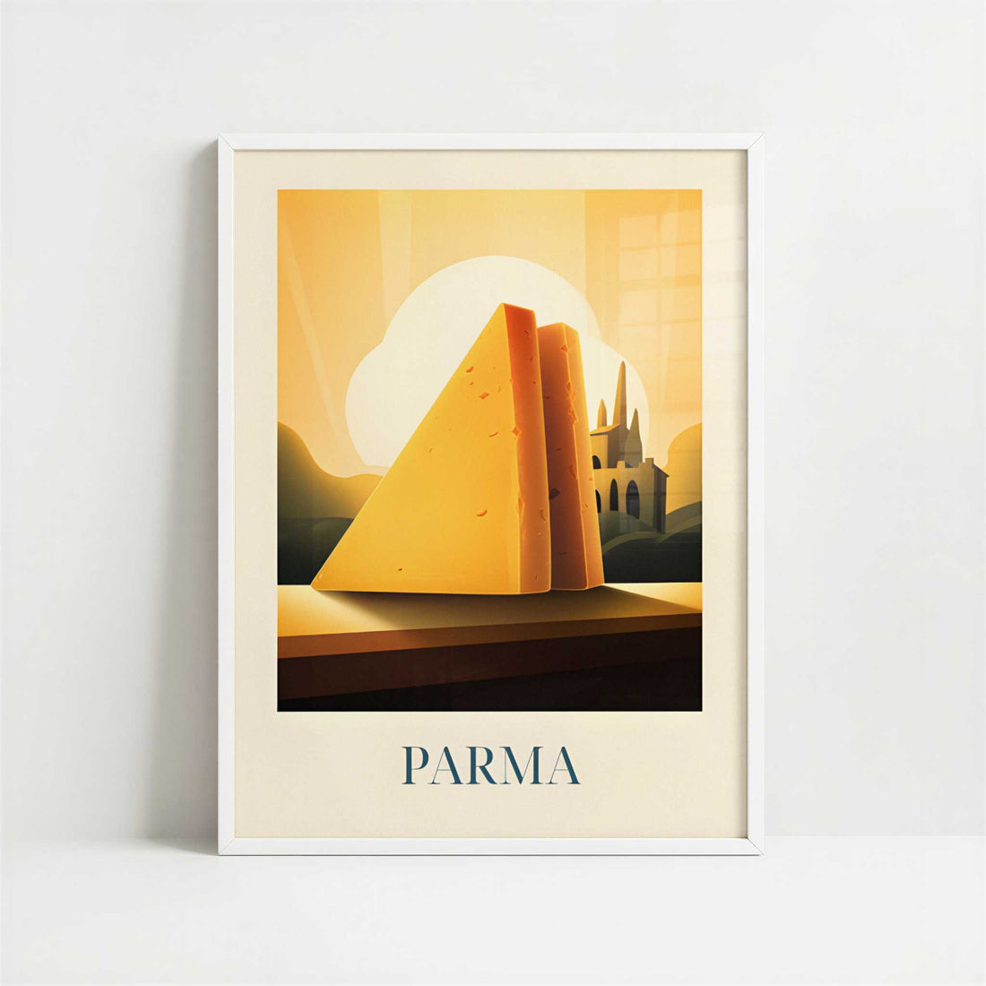 Parmesan Cheese from Parma, Italy - Art Print - Art print in white frame