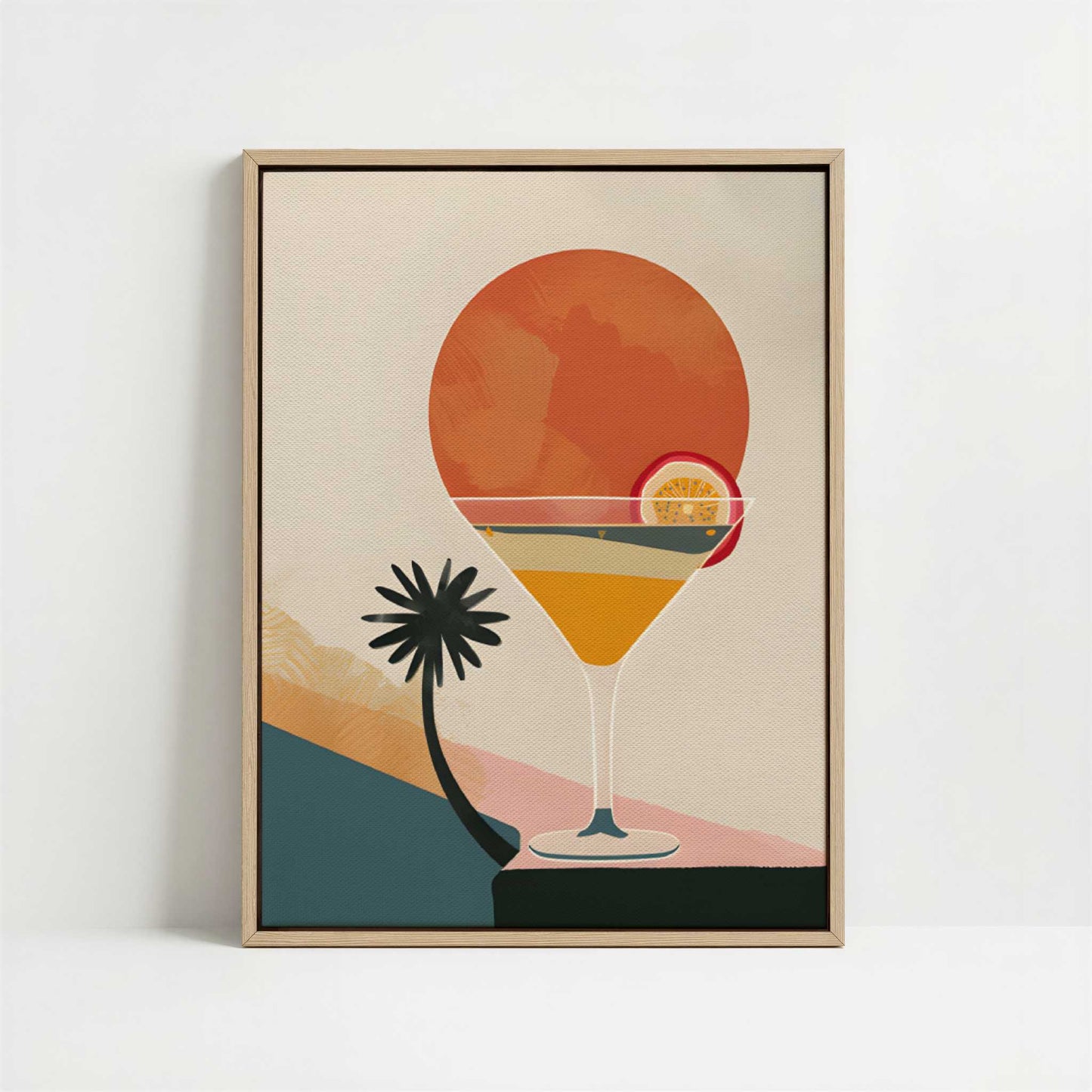 Framed Canvas - Framed canvas in oak color frame