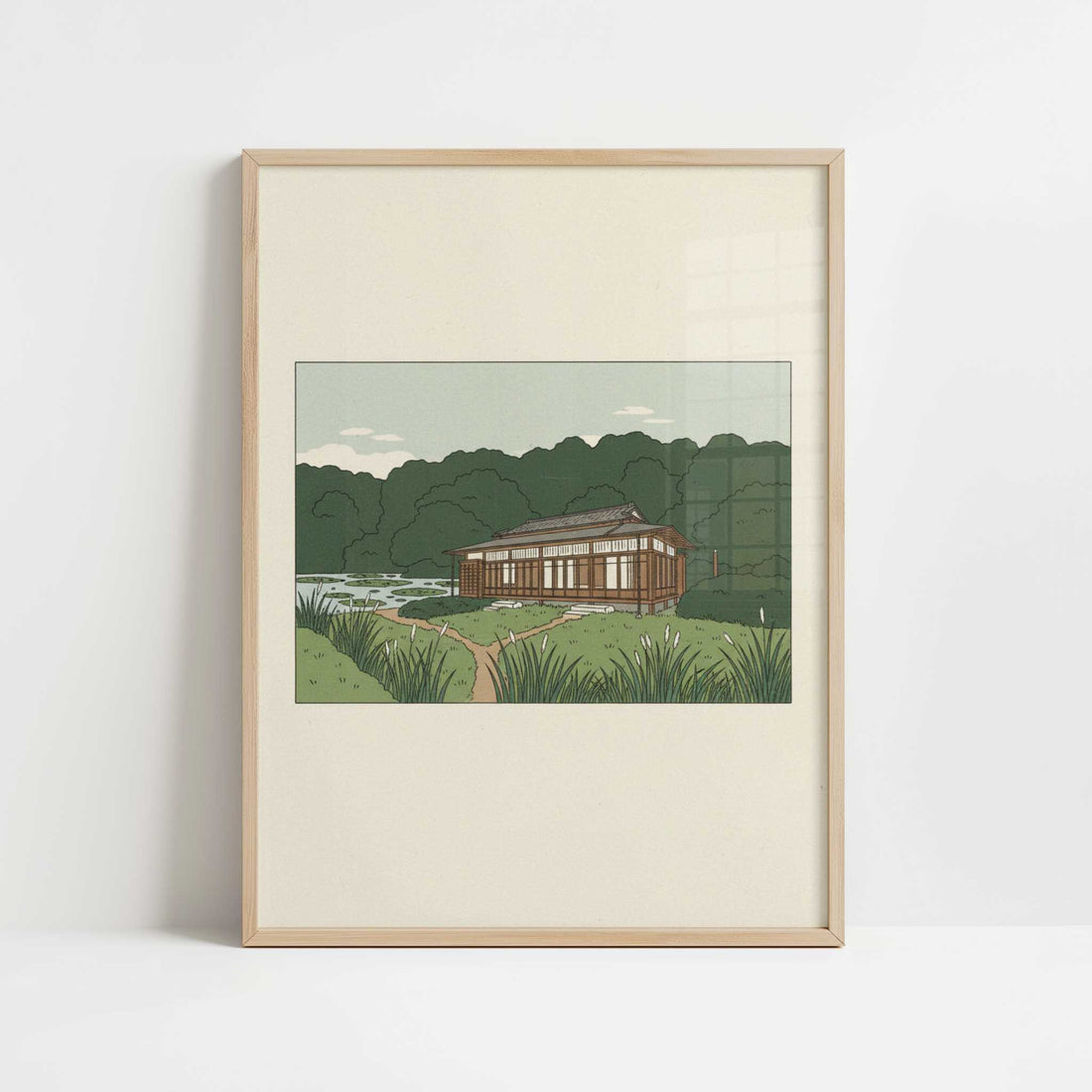 Paths Through Meiji Jingu, Tokyo - Art Print - Art print in oak frame