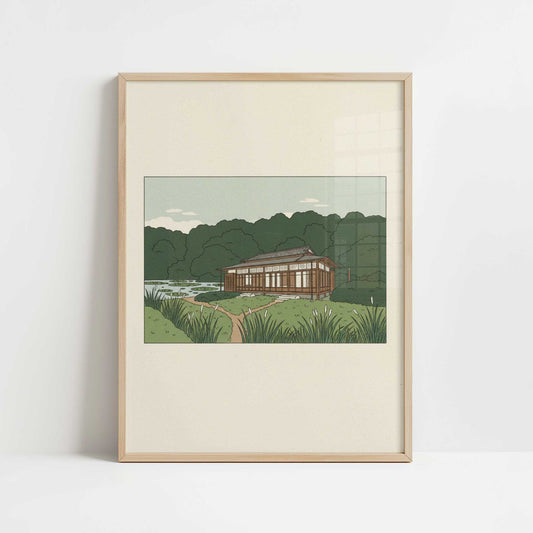 Paths Through Meiji Jingu, Tokyo - Art Print - Art print in oak frame