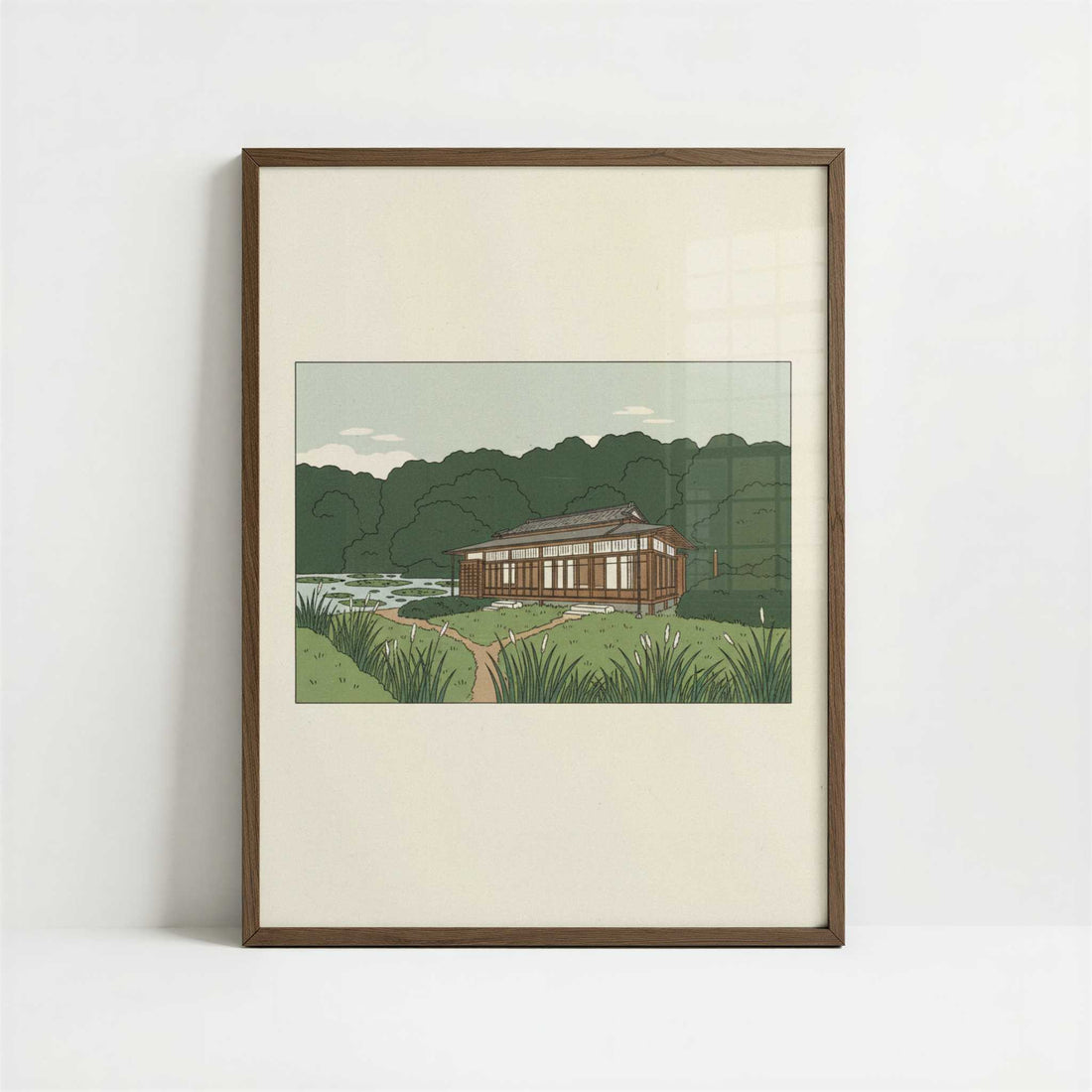 Paths Through Meiji Jingu, Tokyo - Art Print - Art print in dark wood frame