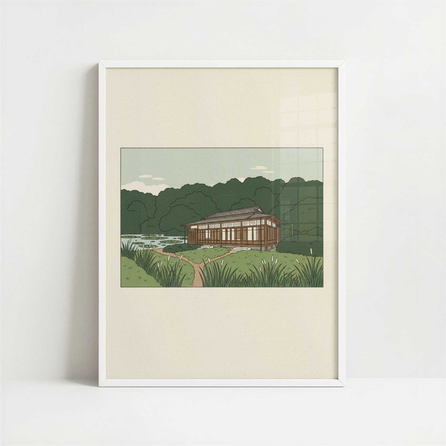 Paths Through Meiji Jingu, Tokyo - Art Print - Art print in white frame