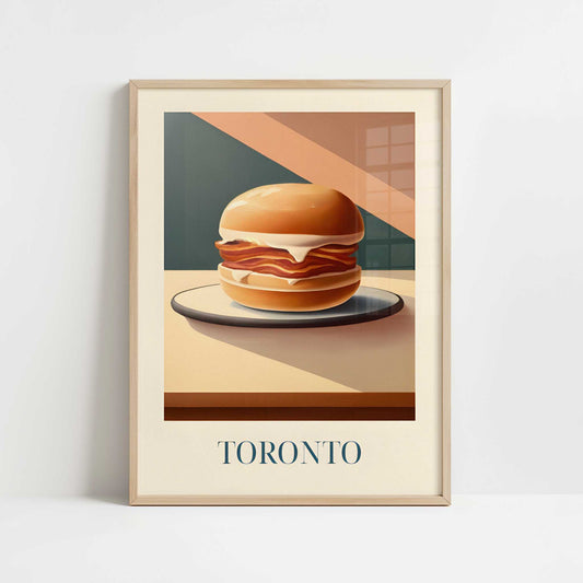 Peameal bacon from Toronto, Canada - Art Print - Art print in oak frame