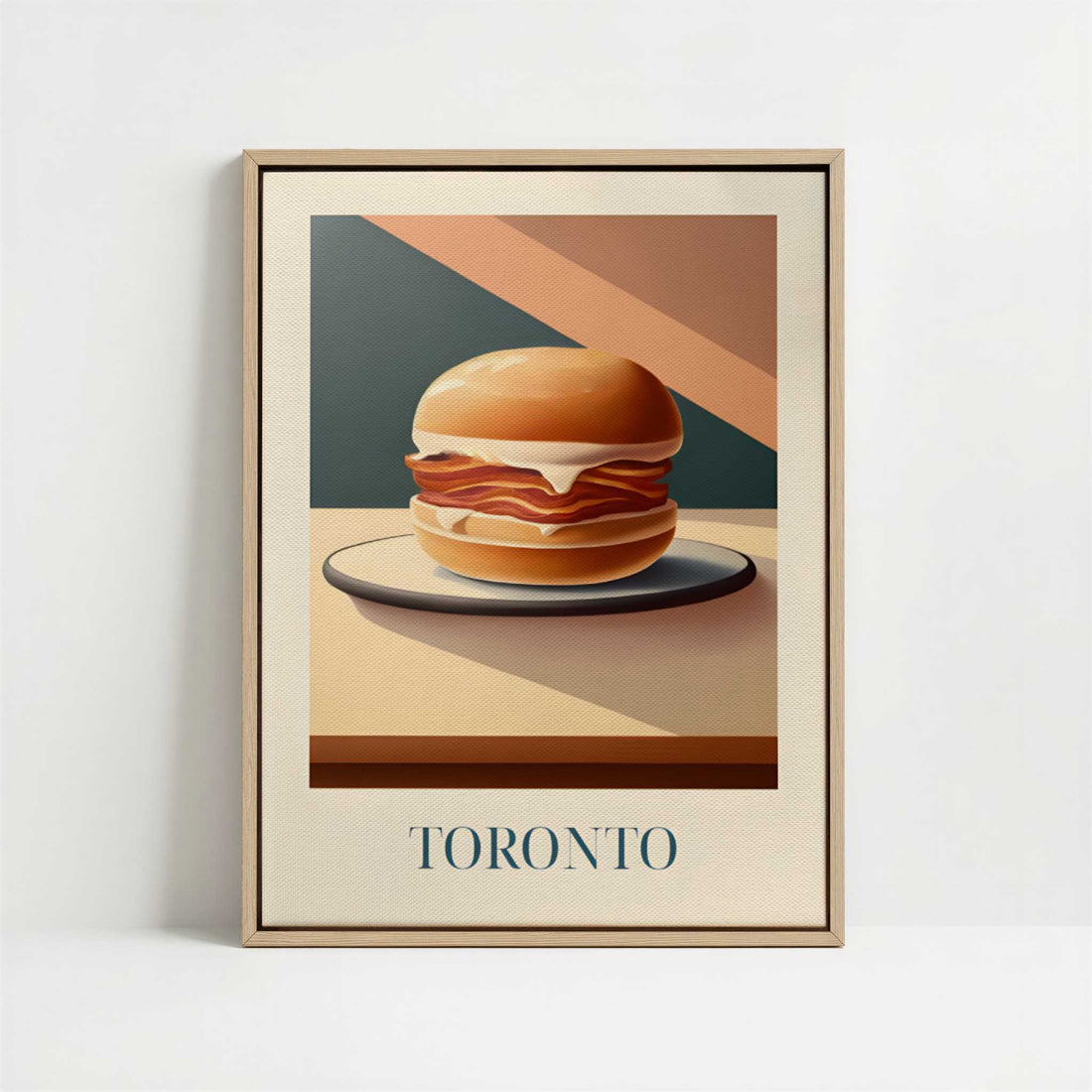 Framed Canvas - Framed canvas in oak color frame